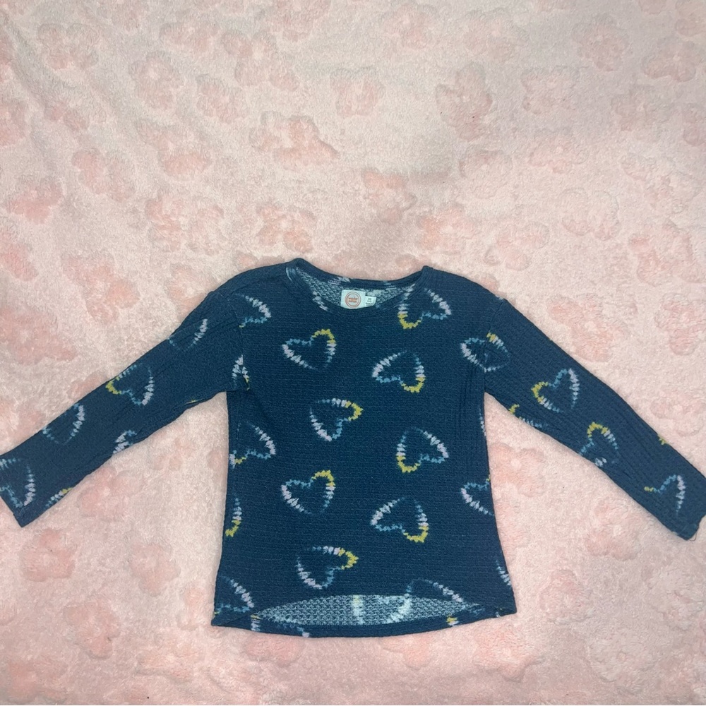 Blue Girls Heart Wonder Nation Size XS 4/5 Long Sleeve Casual Valentines Shirt
